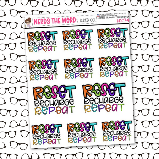 Reset Recharge Repeat Sticker Sheet