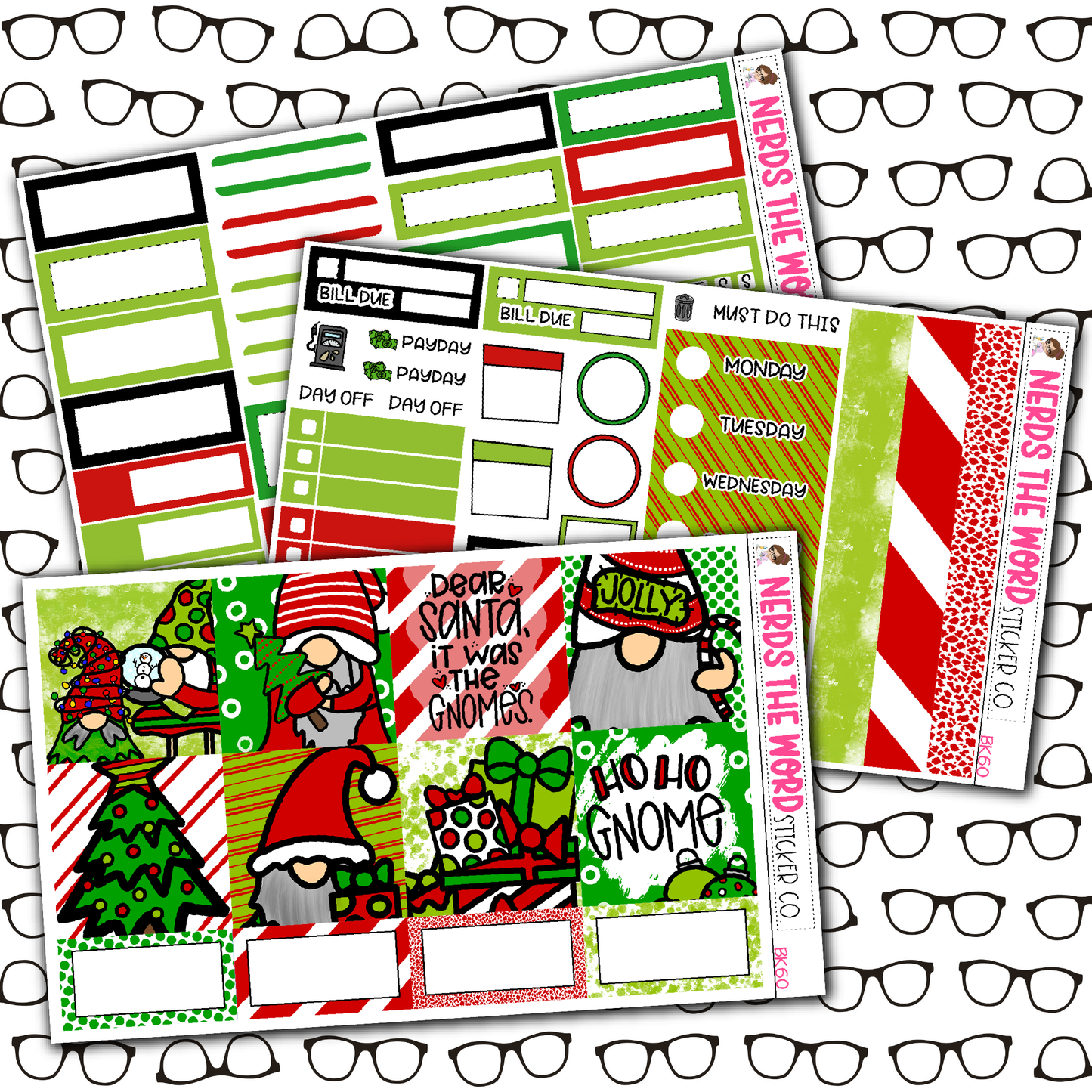 HoHo Gnome Monthly, Weekly and or Journaling Sticker Kit