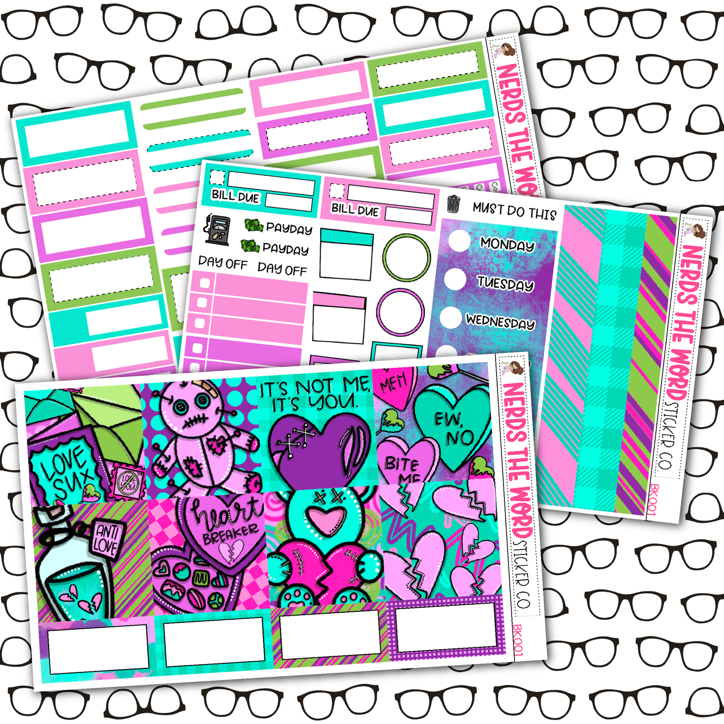 Anti-Valentine Monthly, Weekly and or Journaling Sticker Kit