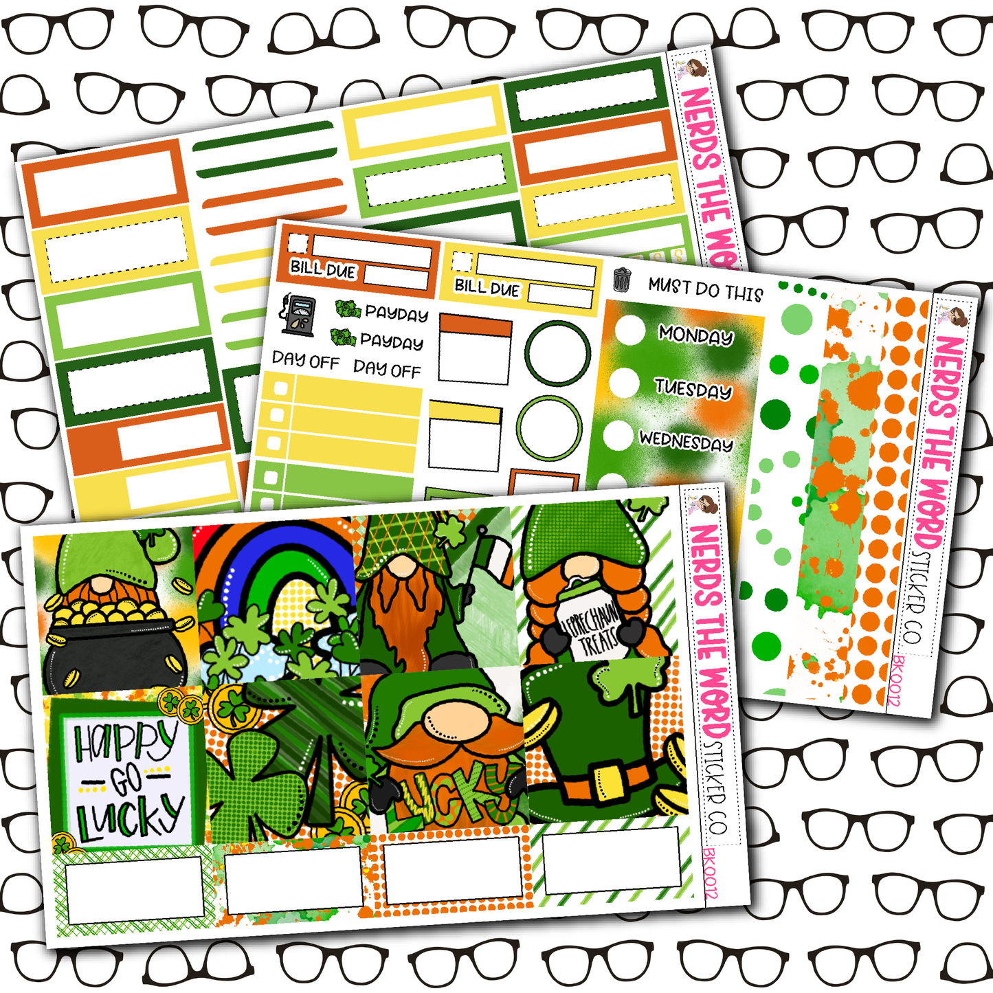 Lucky Gnomes Monthly, Weekly and or Journaling Sticker Kit