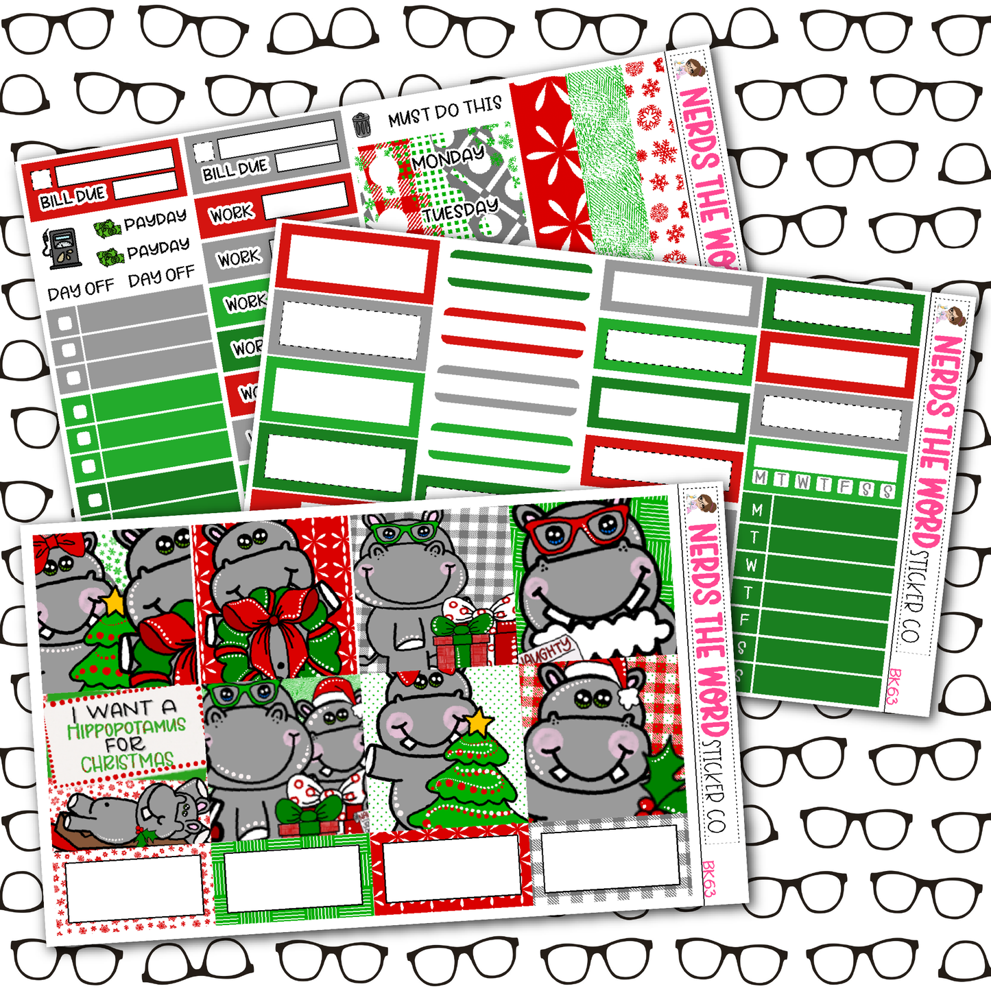 Hippo for Christmas Weekly Planner Kit