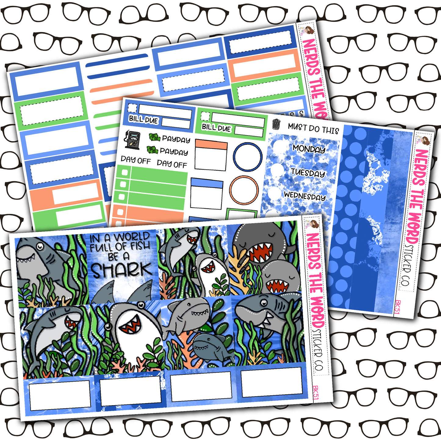 Be A Shark Monthly, Weekly and or Journaling Sticker Kit