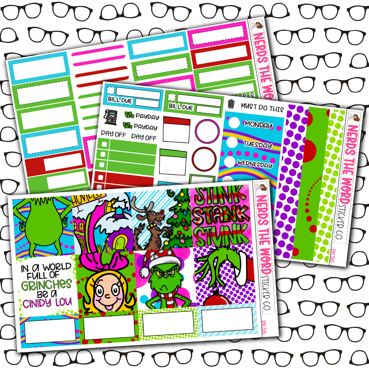You're a Mean One Monthly, Weekly and or Journaling Sticker Kit