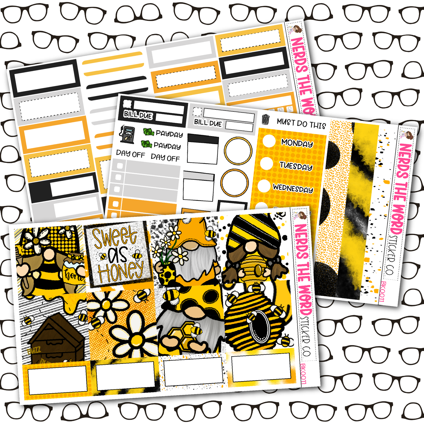 Sweet As Honey Gnomes Monthly, Weekly and or Journaling Sticker Kit