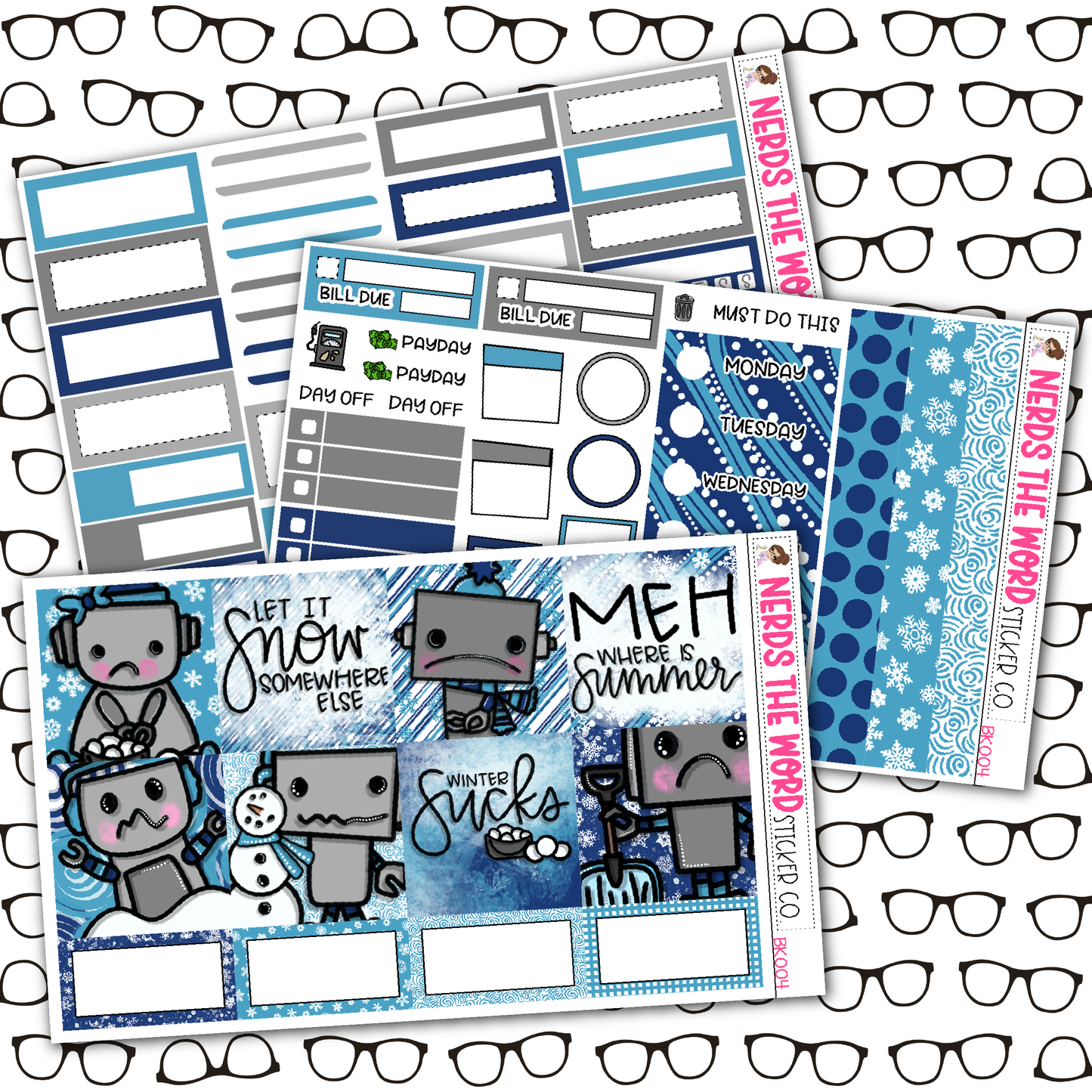 Winter Bots Monthly, Weekly and or Journaling Sticker Kit