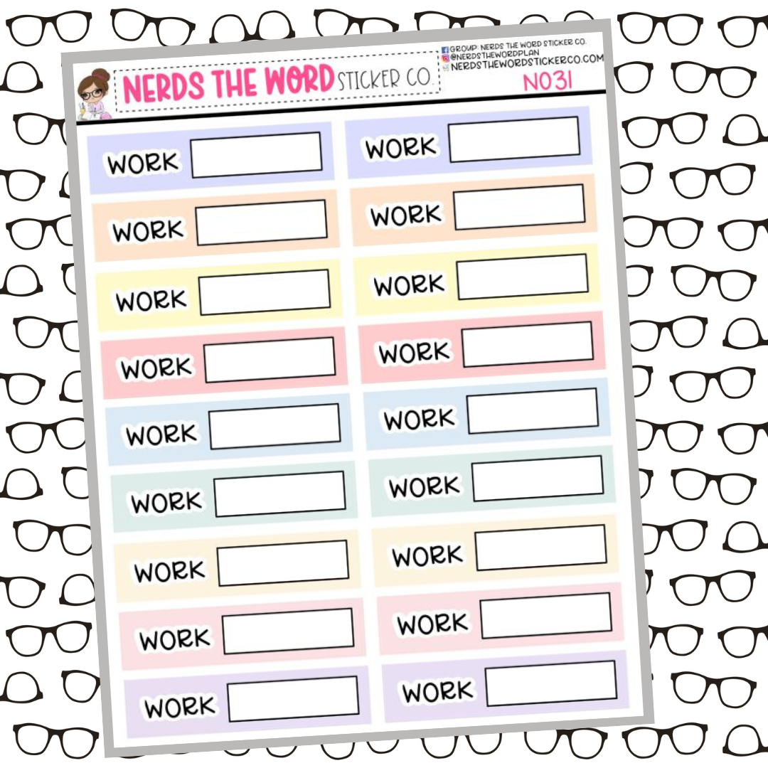 Workload Word Sticker Pastel Work Functional Box Sticker Sheet – Nerds The Word Sticker Co.