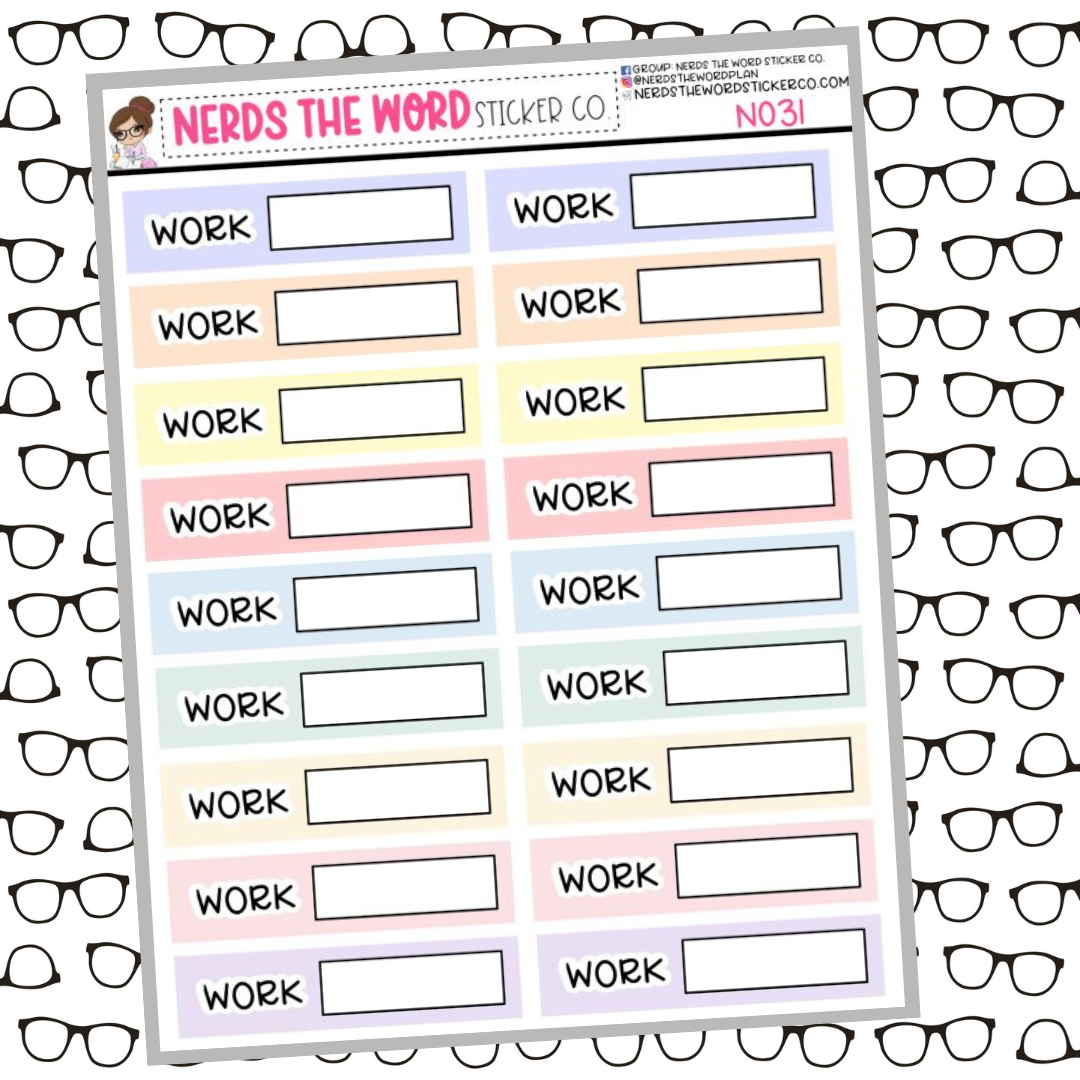 Pastel Work Functional Box Sticker Sheet