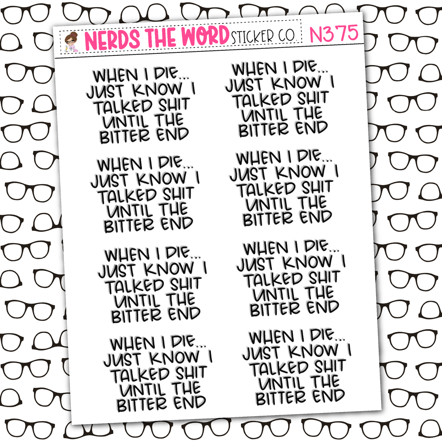 Bitter End Sticker Sheet