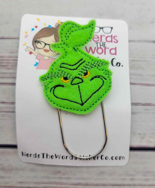 Grinch Face Christmas Planner Paper Clip