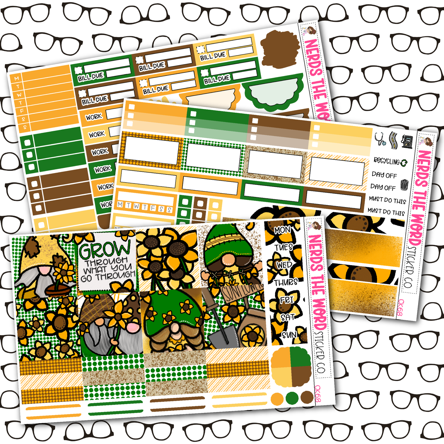 Sunflower Gnomes Weekly Planner Kit