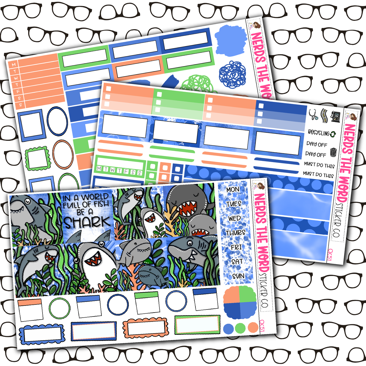 Be A Shark Monthly, Weekly and or Journaling Sticker Kit