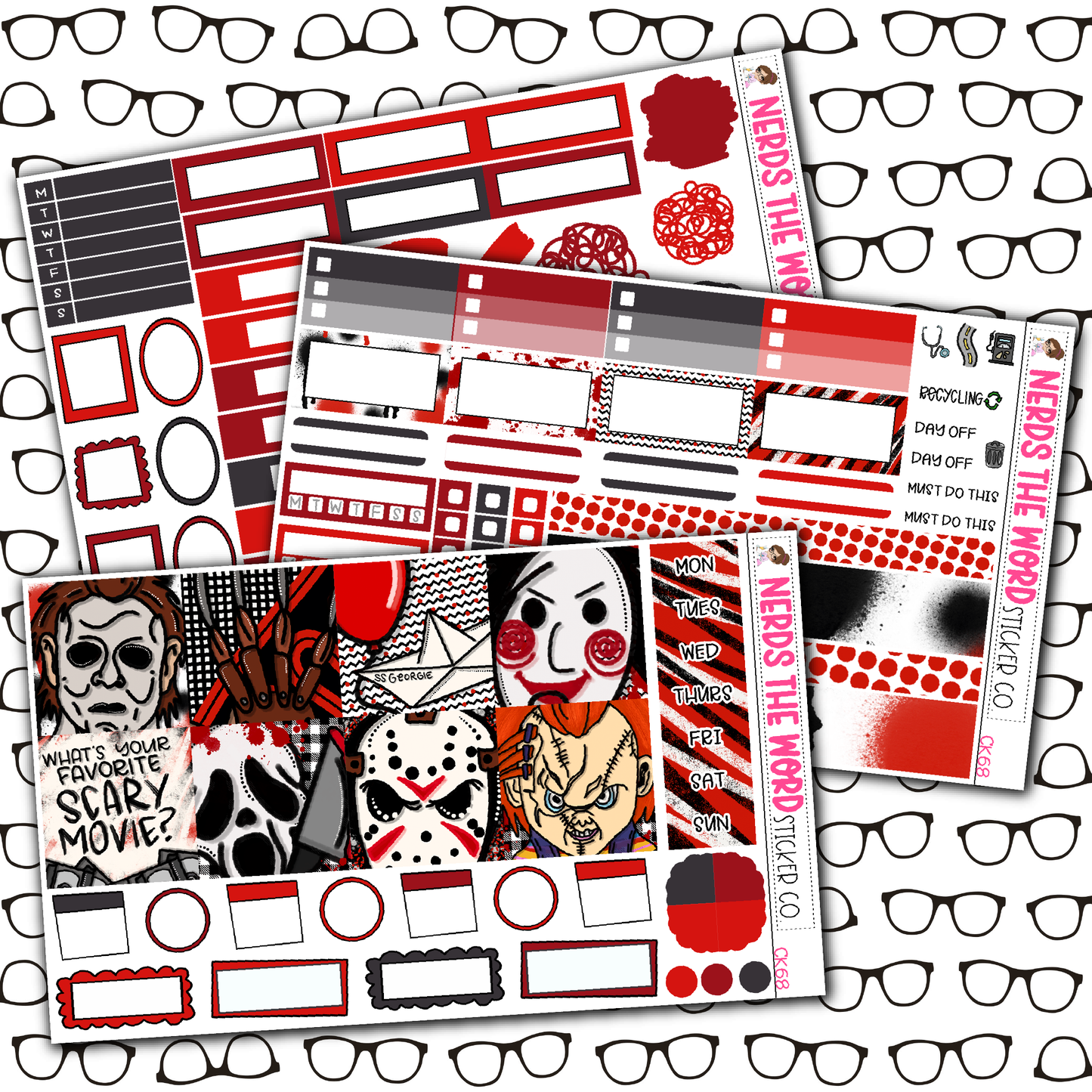 Horror Night Monthly, Weekly and or Journaling Sticker Kit