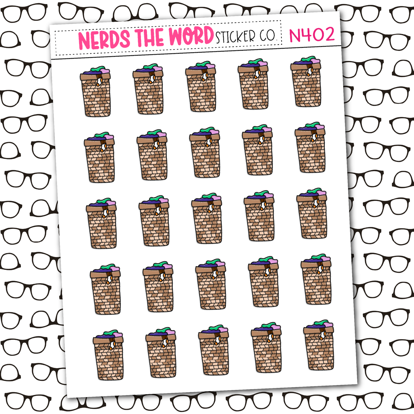 Laundry Hamper Icon Sticker Sheet