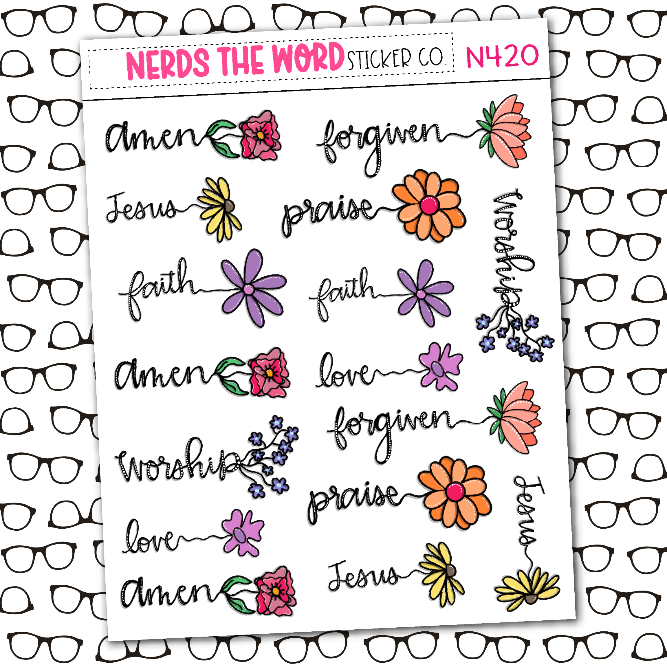 Floral Scripts Sticker Sheet – Nerds The Word Sticker Co.