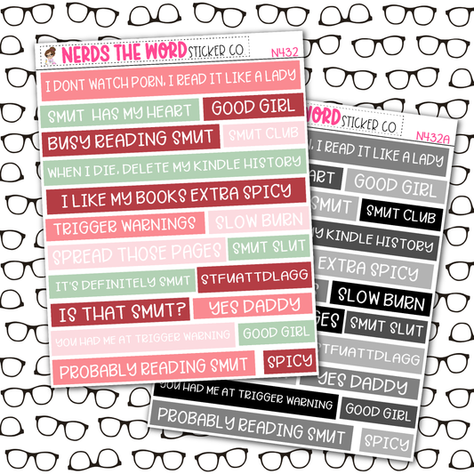 Smut Quote Bar Sticker Sheet