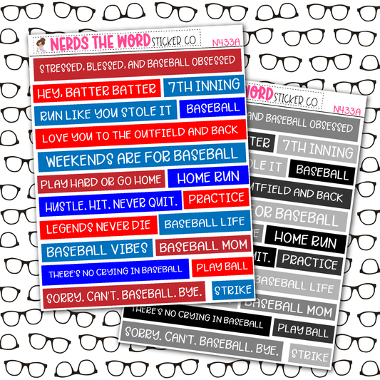 Baseball Quote Bar Sticker Sheet