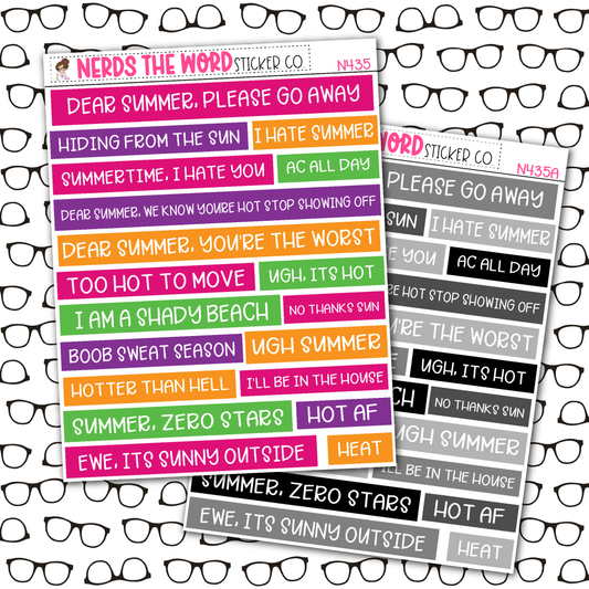 I Hate Summer Quote Bar Sticker Sheet