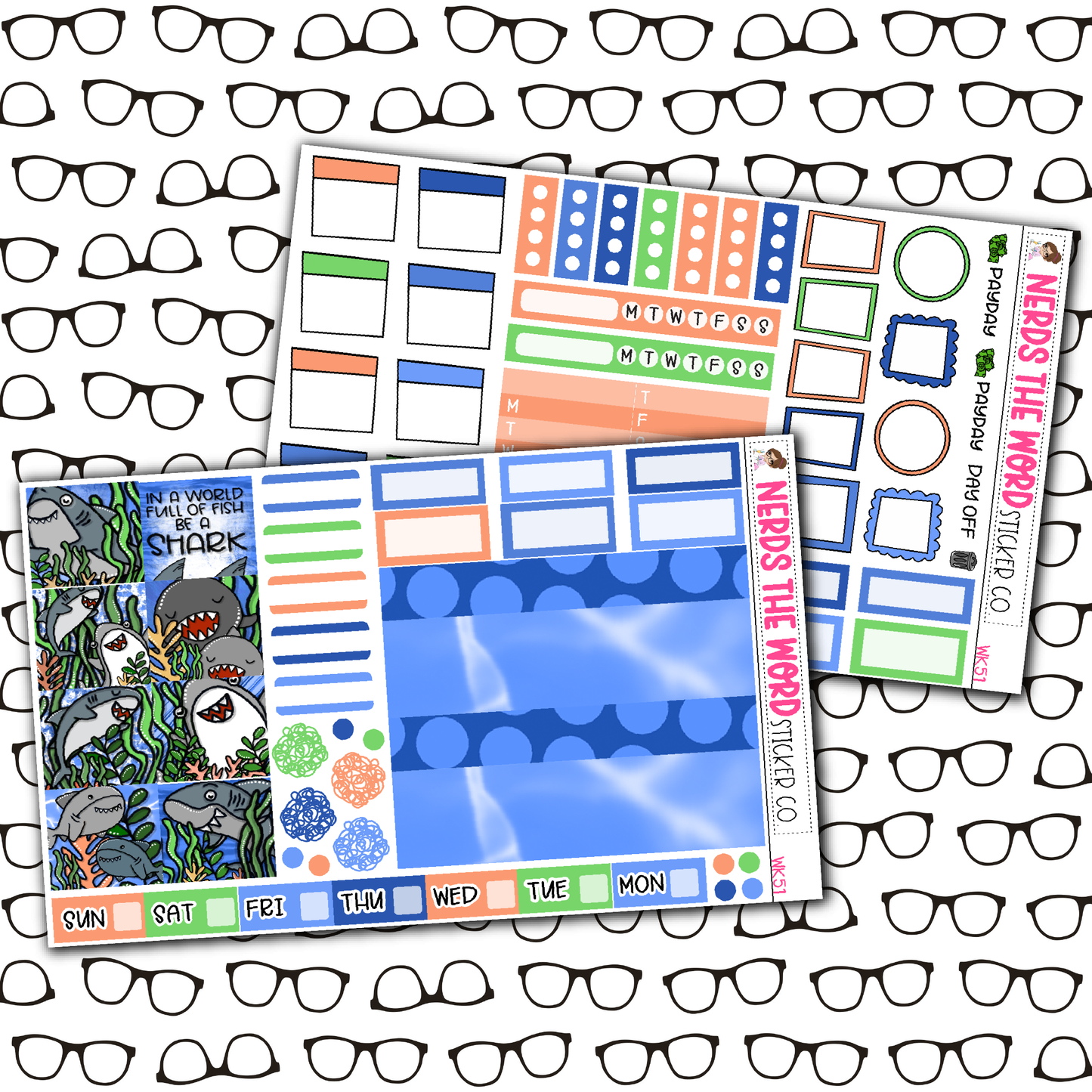 Be A Shark Monthly, Weekly and or Journaling Sticker Kit