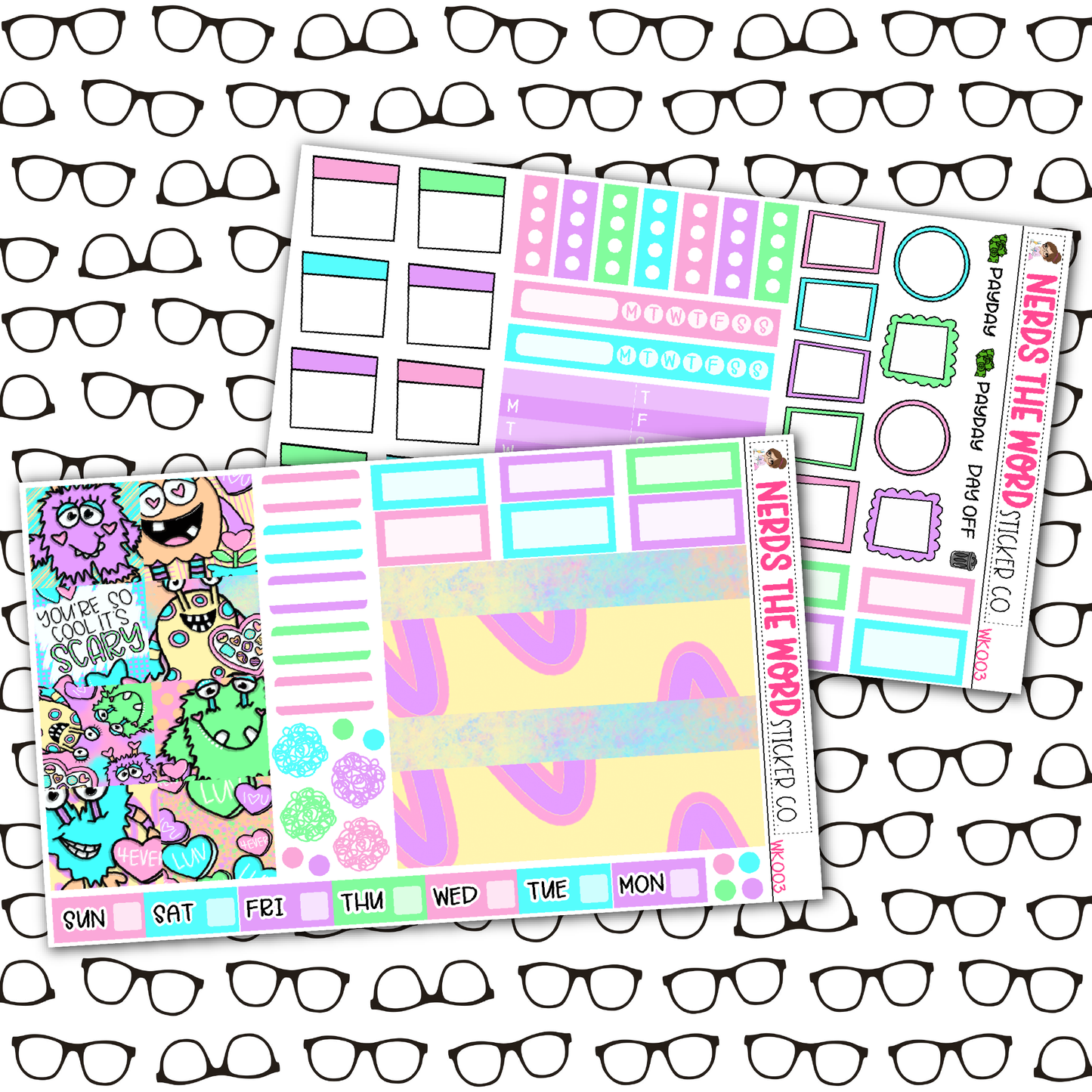 Monster Love Monthly, Weekly and or Journaling Sticker Kit