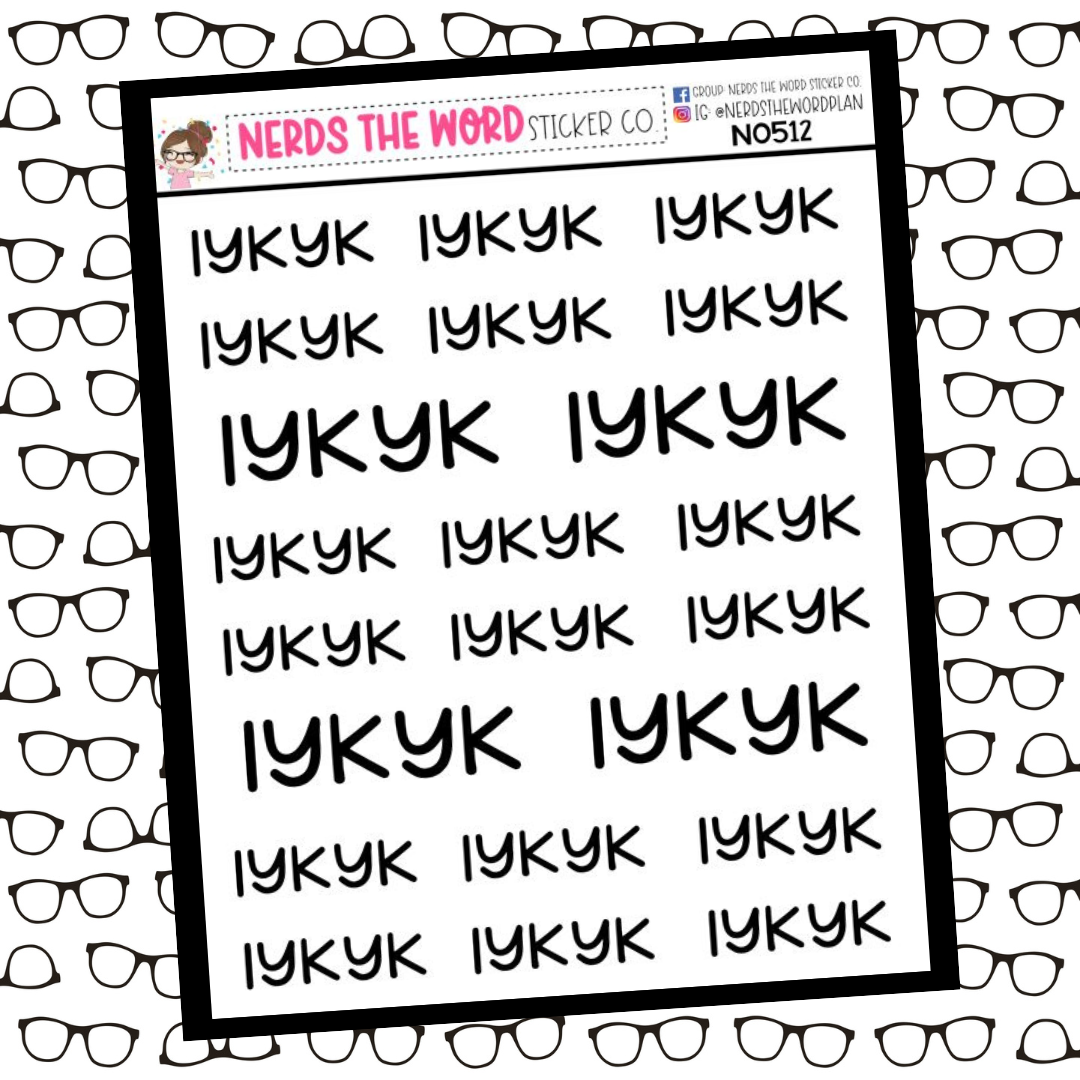 IYKYK Hand Lettered Planner Stickers
