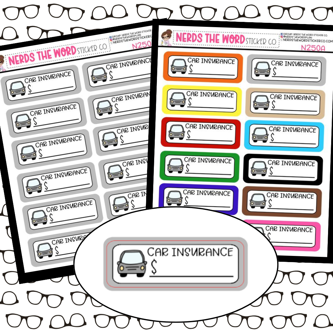 Car Insurance Boxes Sticker Sheet
