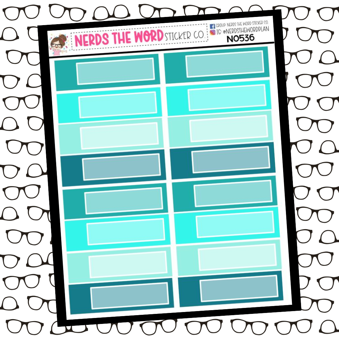 N0536 - Teal Functional Quarter Box Stickers