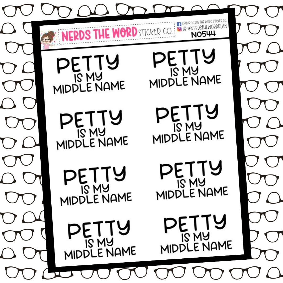 N0544 - Middle Name Petty Sticker Sheet