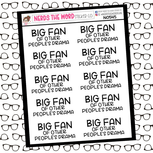 Big Fan Drama Hand Lettered Planner Stickers