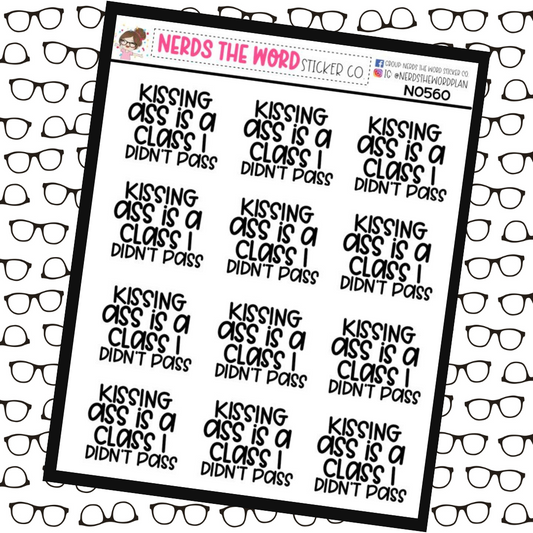 Kissing Ass Class Snarky Sticker Sheet