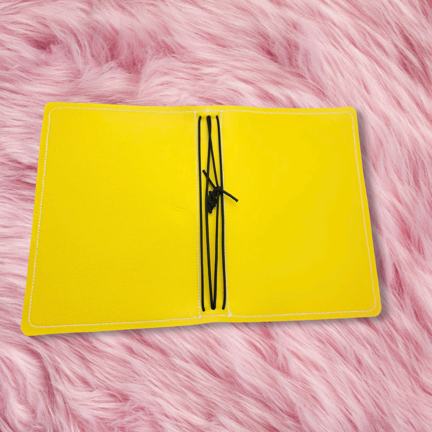A6 Sized Handmade Traveler's Notebook - Yellow w/ Black Strings