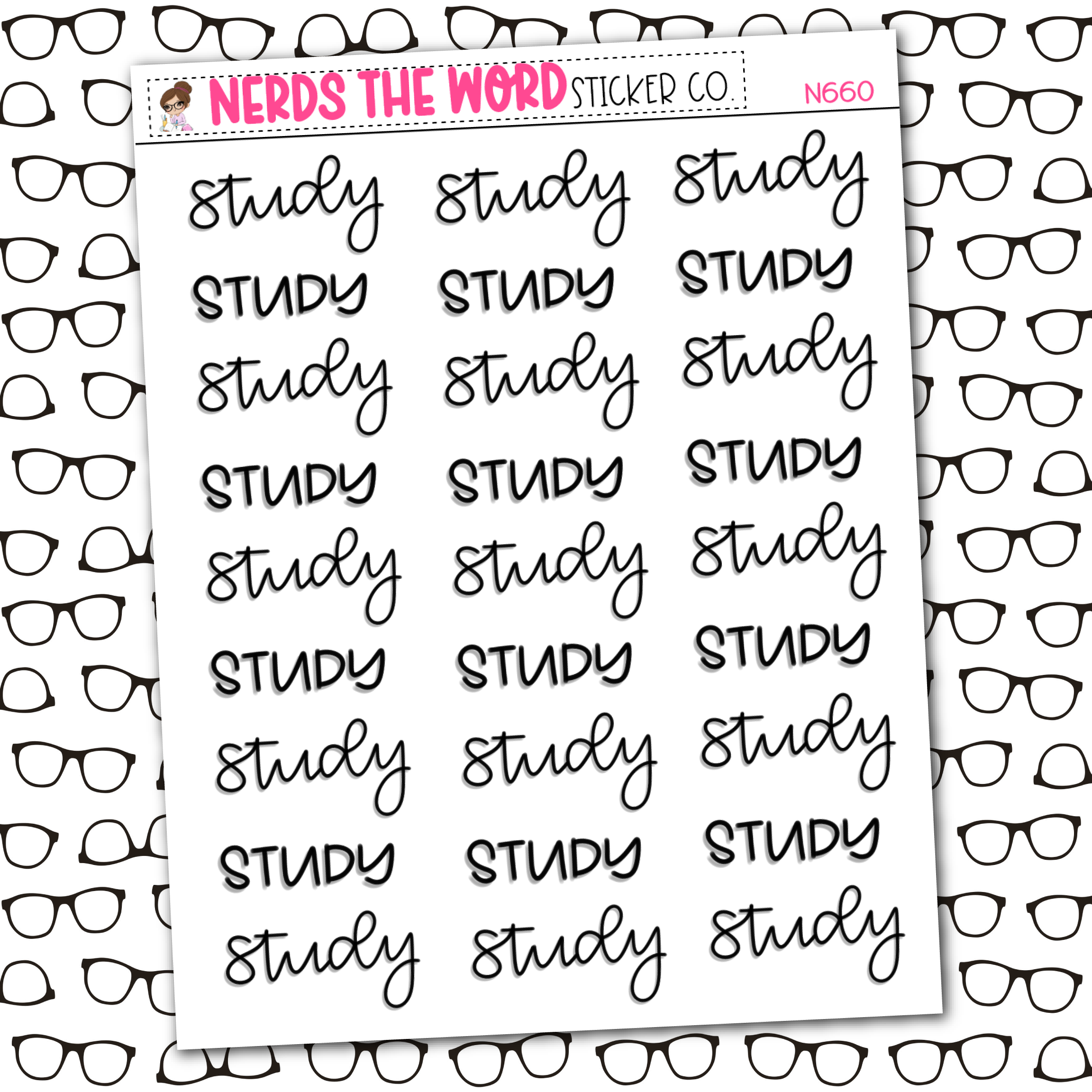 Study Hand Lettering Sticker Sheet – Nerds The Word Sticker Co.