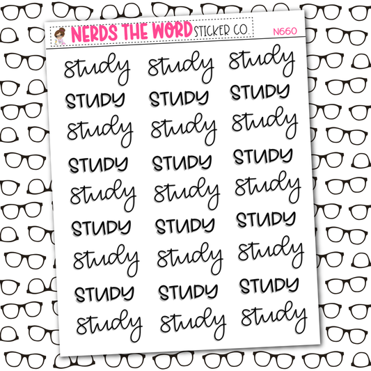 Study Hand Lettering Sticker Sheet