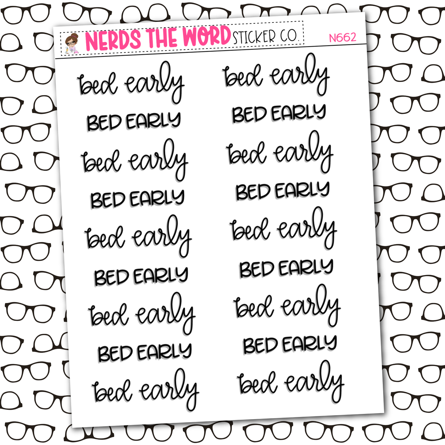 Bed Early Hand Lettering Sticker Sheet