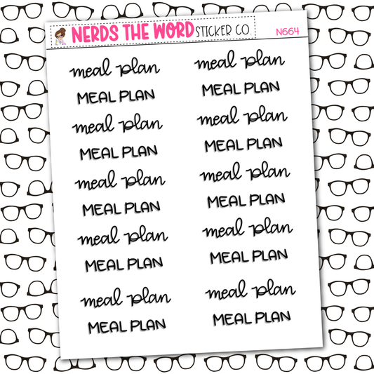 Meal Plan Hand Lettering Sticker Sheet