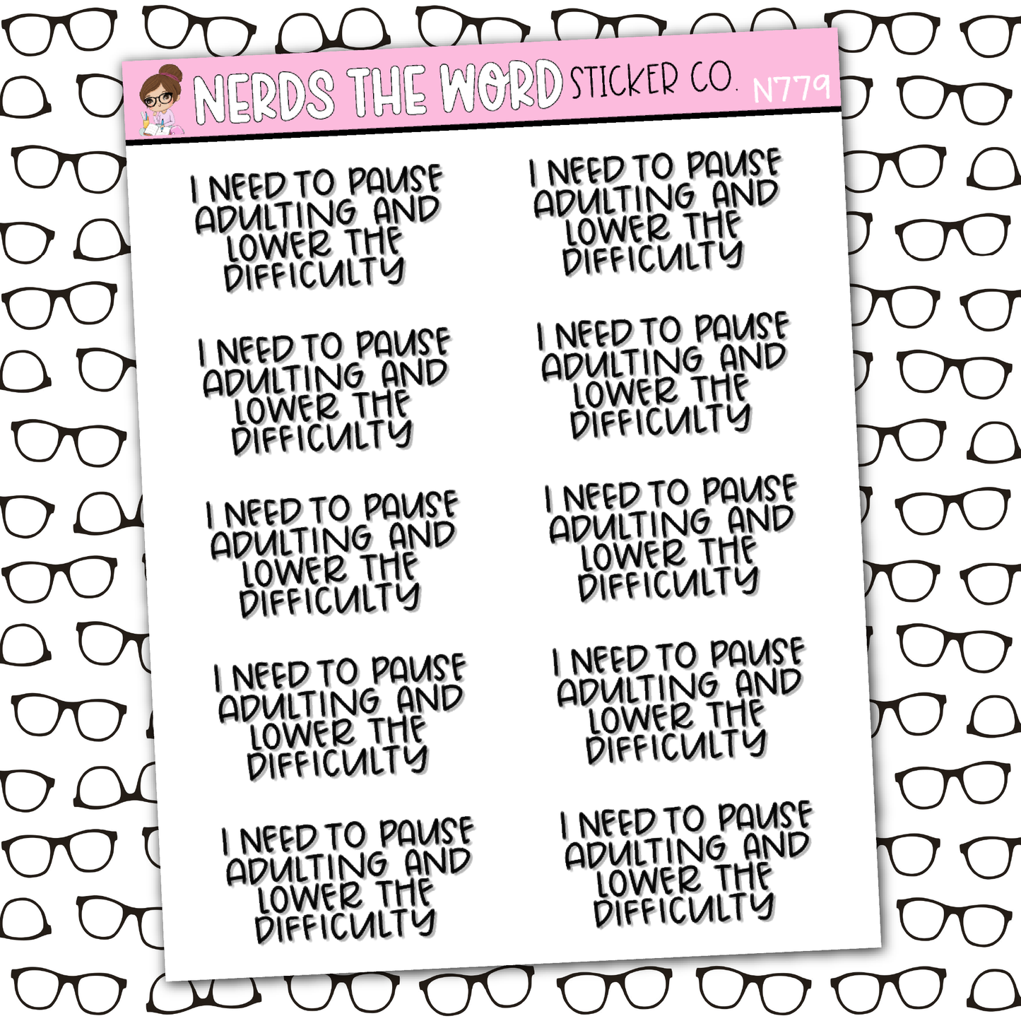 Pause Adulting Sticker Sheet