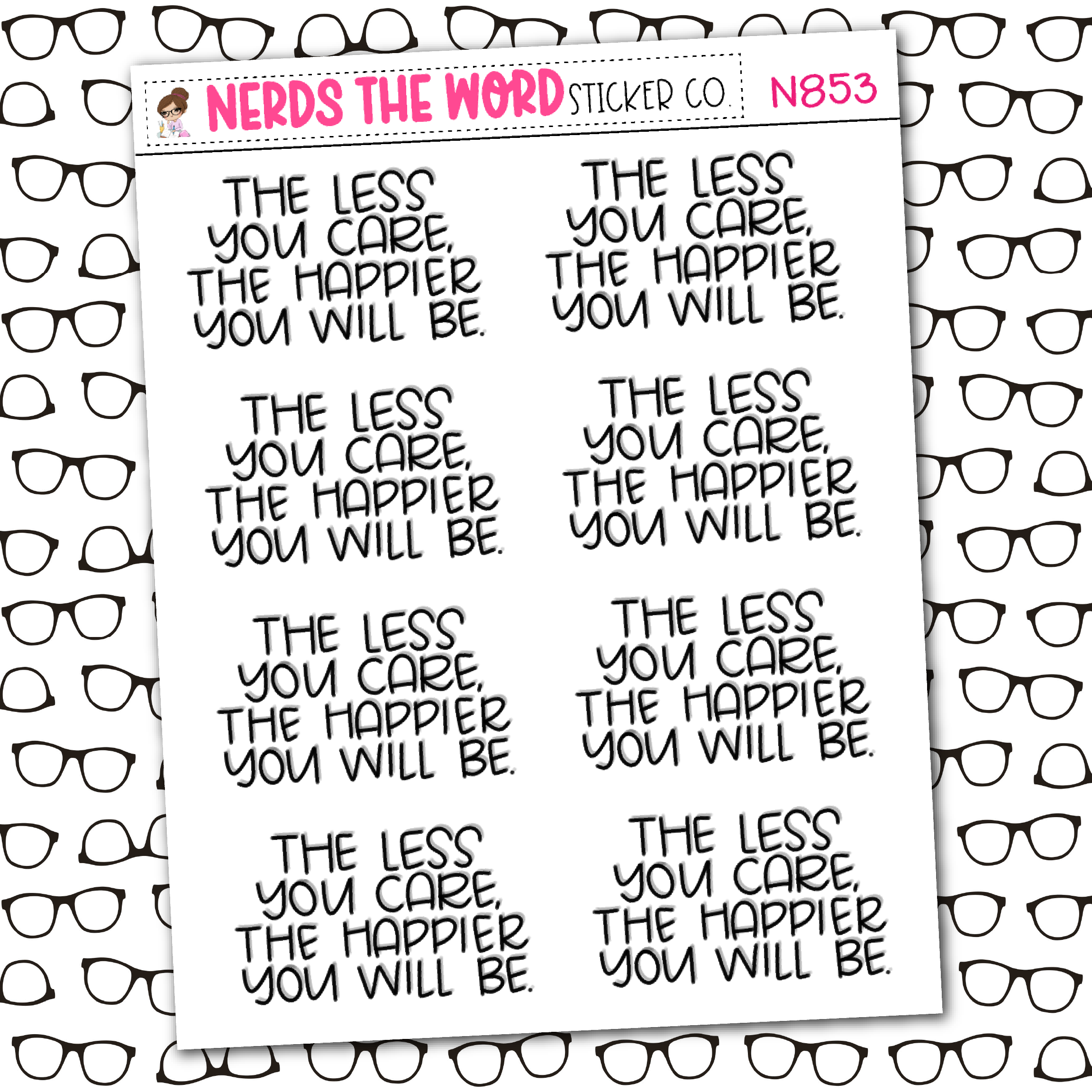 Care Less Sticker Sheet – Nerds The Word Sticker Co.