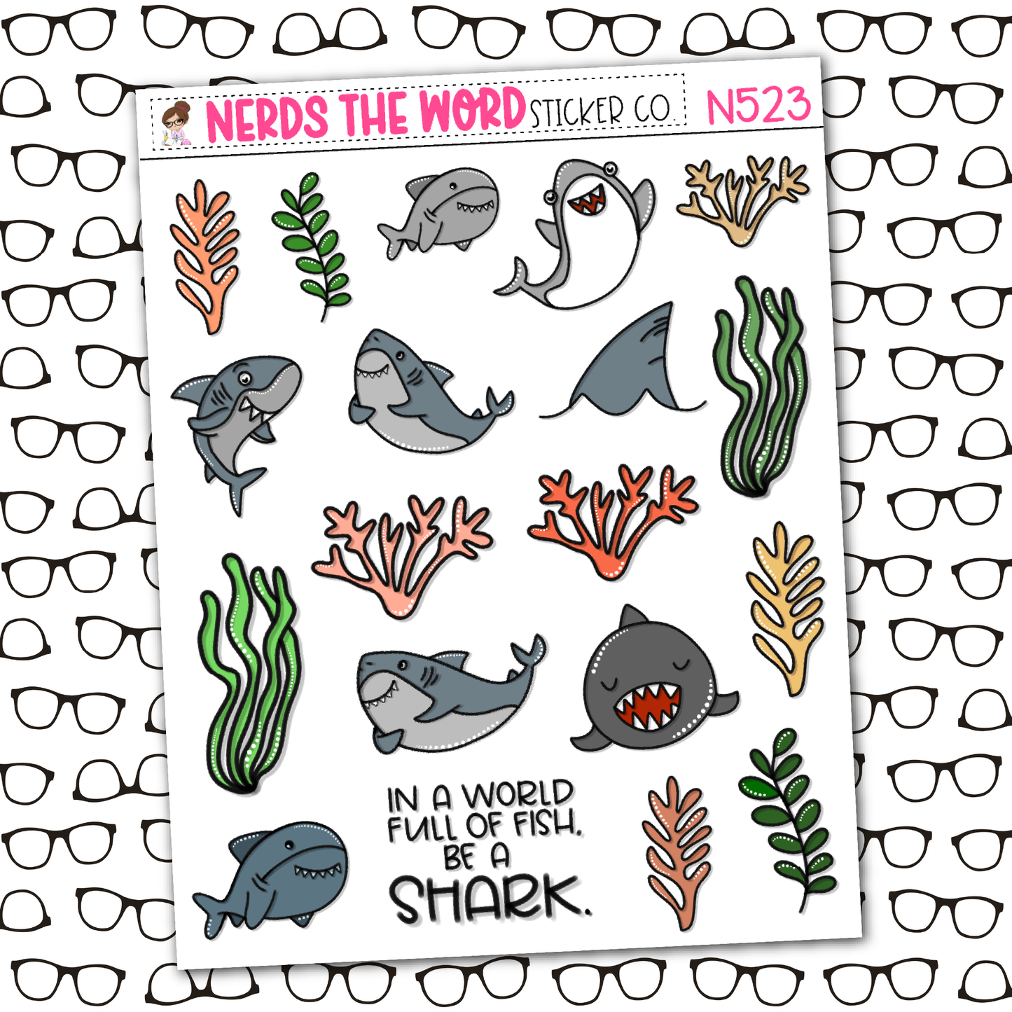 Be A Shark Monthly, Weekly and or Journaling Sticker Kit