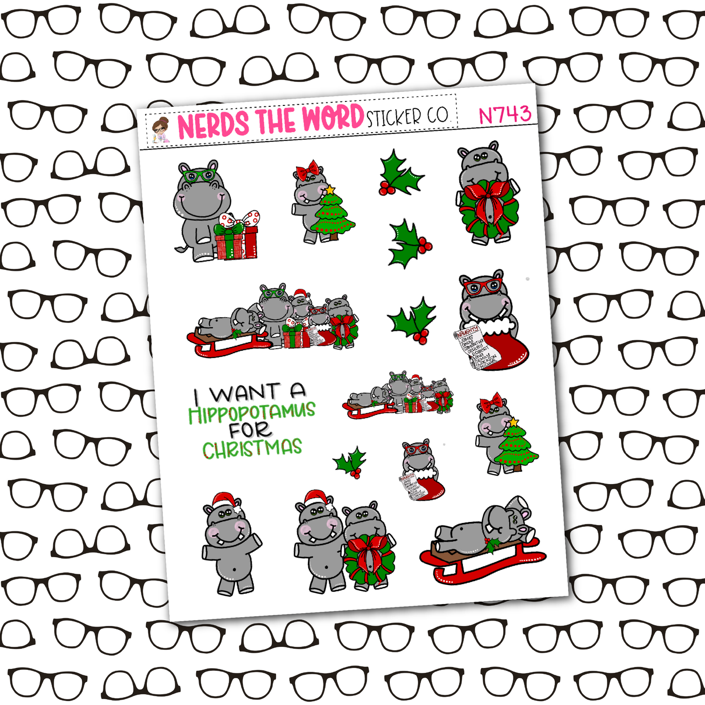 Hippo for Christmas Weekly Planner Kit