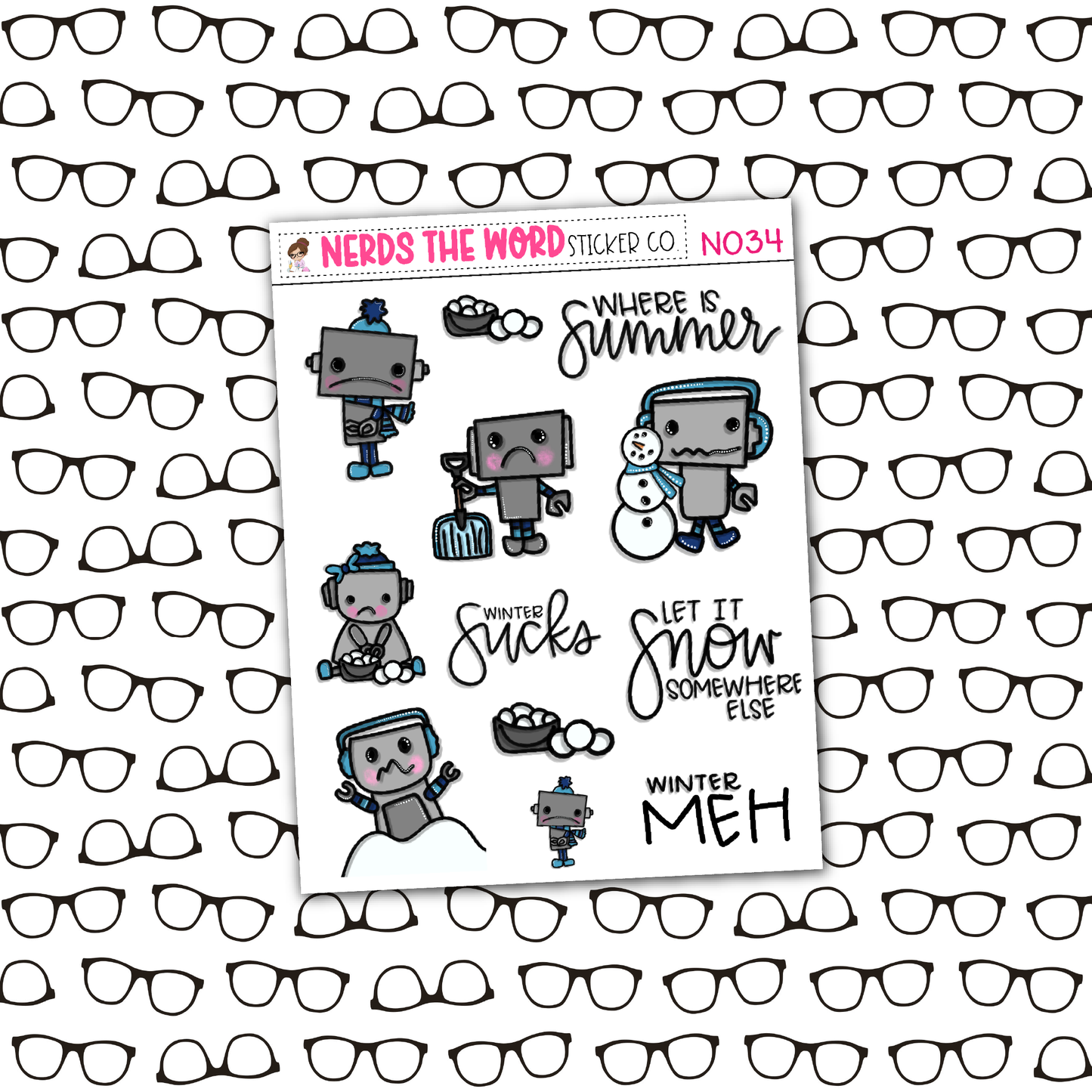 Winter Bots Monthly, Weekly and or Journaling Sticker Kit