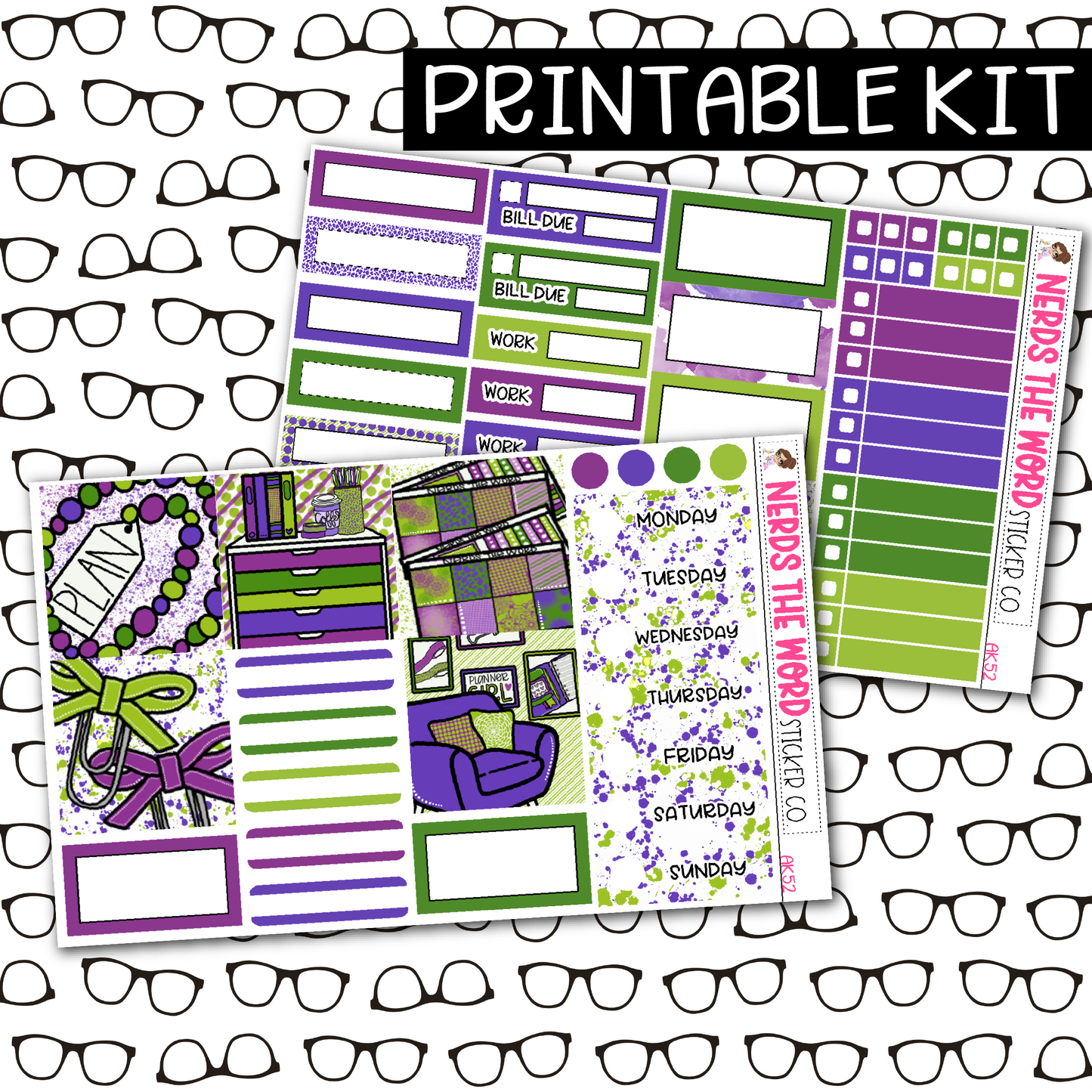 PRINTABLE Planner Weekly Kit - Choose your Size