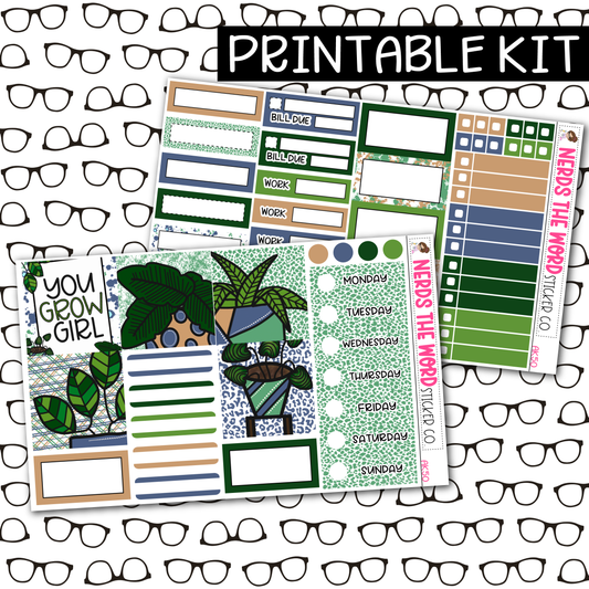 PRINTABLE Grow Girl Weekly Kit - Choose your Size