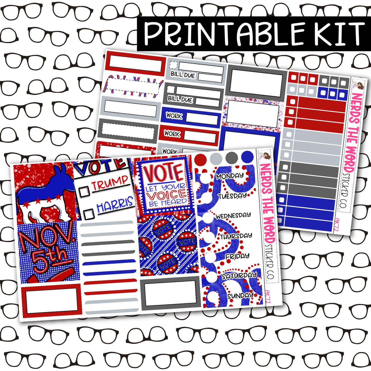 PRINTABLE VOTE Weekly Kit - Choose your Size