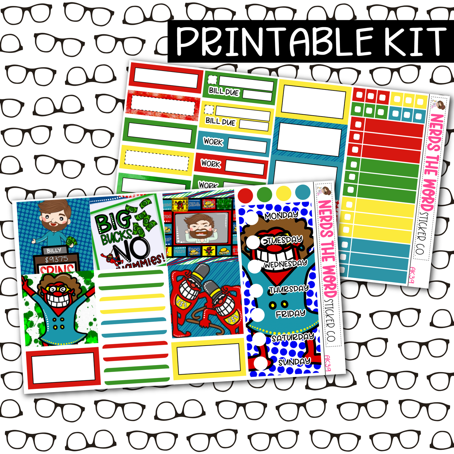 PRINTABLE Whammy Weekly Kit - Choose your Size