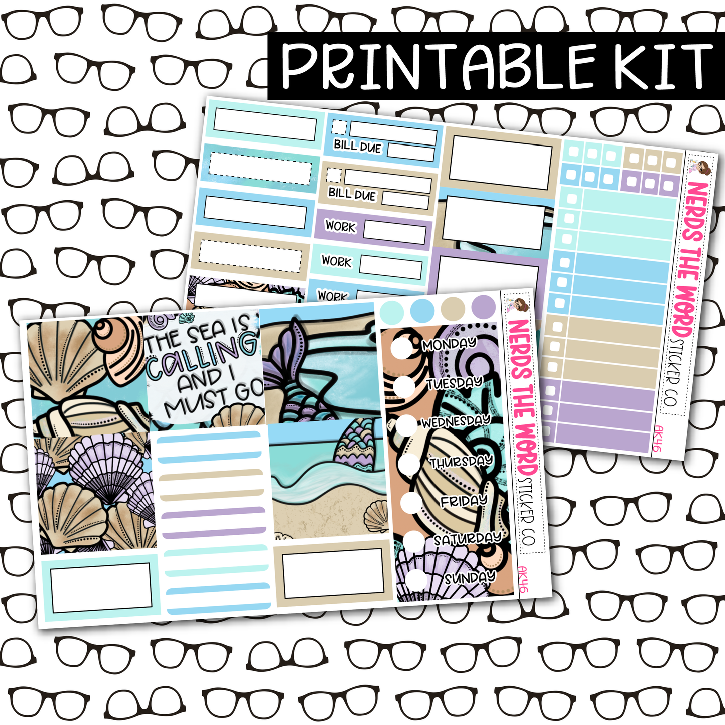 PRINTABLE The Sea is Calling Weekly Kit - Choose your Size