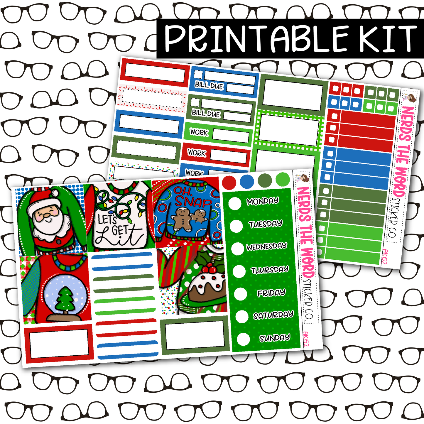 PRINTABLE Ugly Sweater Weekly Kit - Choose your Size