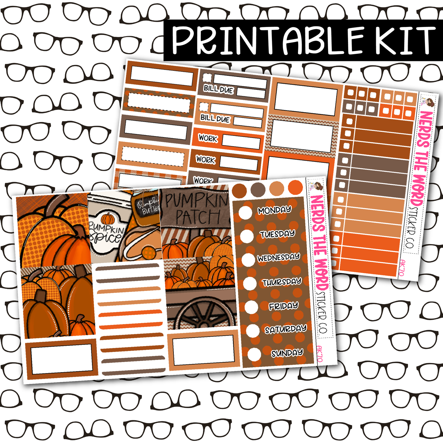 PRINTABLE Pumpkin Patch Weekly Kit - Choose your Size