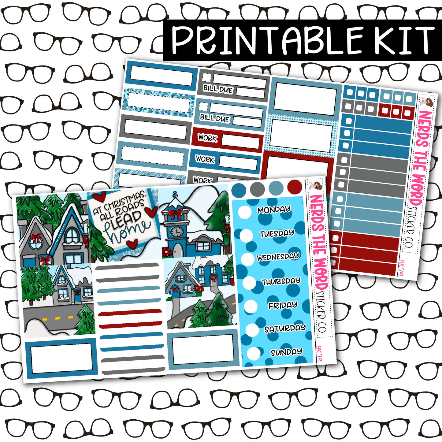 PRINTABLE Christmas Village Weekly Kit - Choose your Size