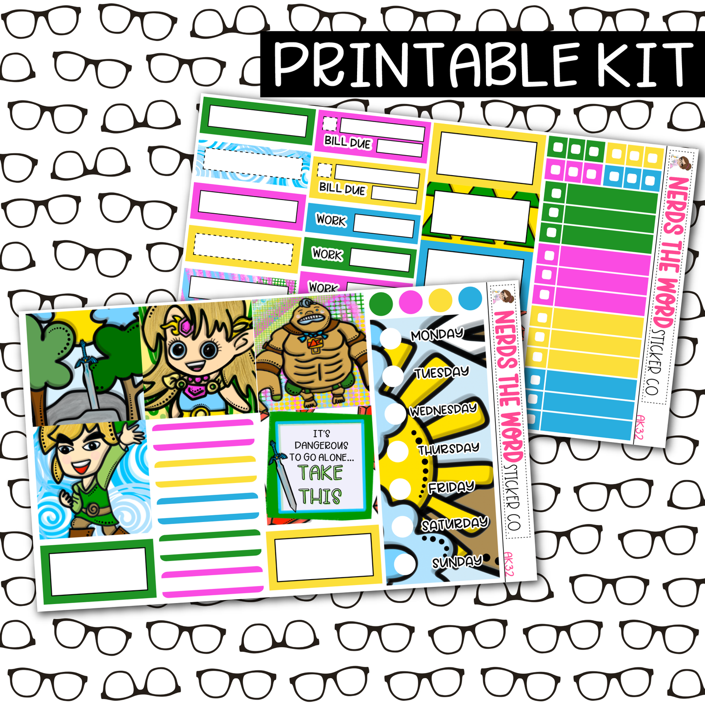 PRINTABLE Link Weekly Kit - Choose your Size