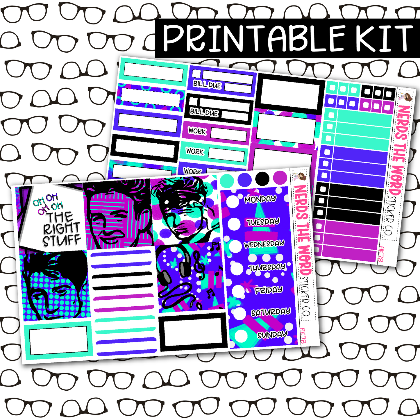 PRINTABLE Right Stuff Weekly Kit - Choose your Size