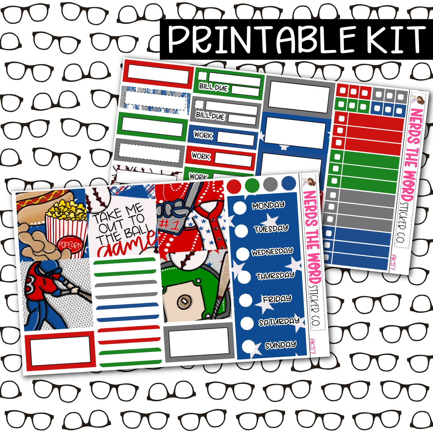 PRINTABLE Take Me Out To The Ball Game Weekly Kit - Choose your Size